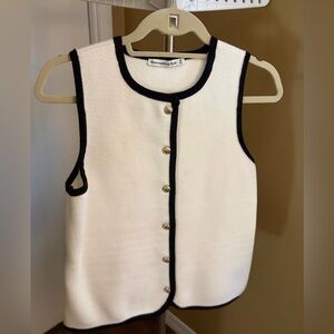 White & Black Sleeveless Sweater Vest